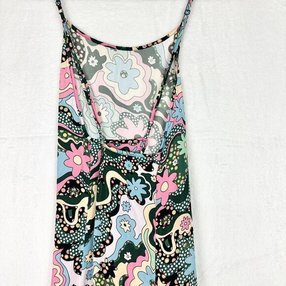 Celia B Retro Floral Maxi Dress Size XS Spaghetti Strap Vibrant Colorful - Picture 6 of 8